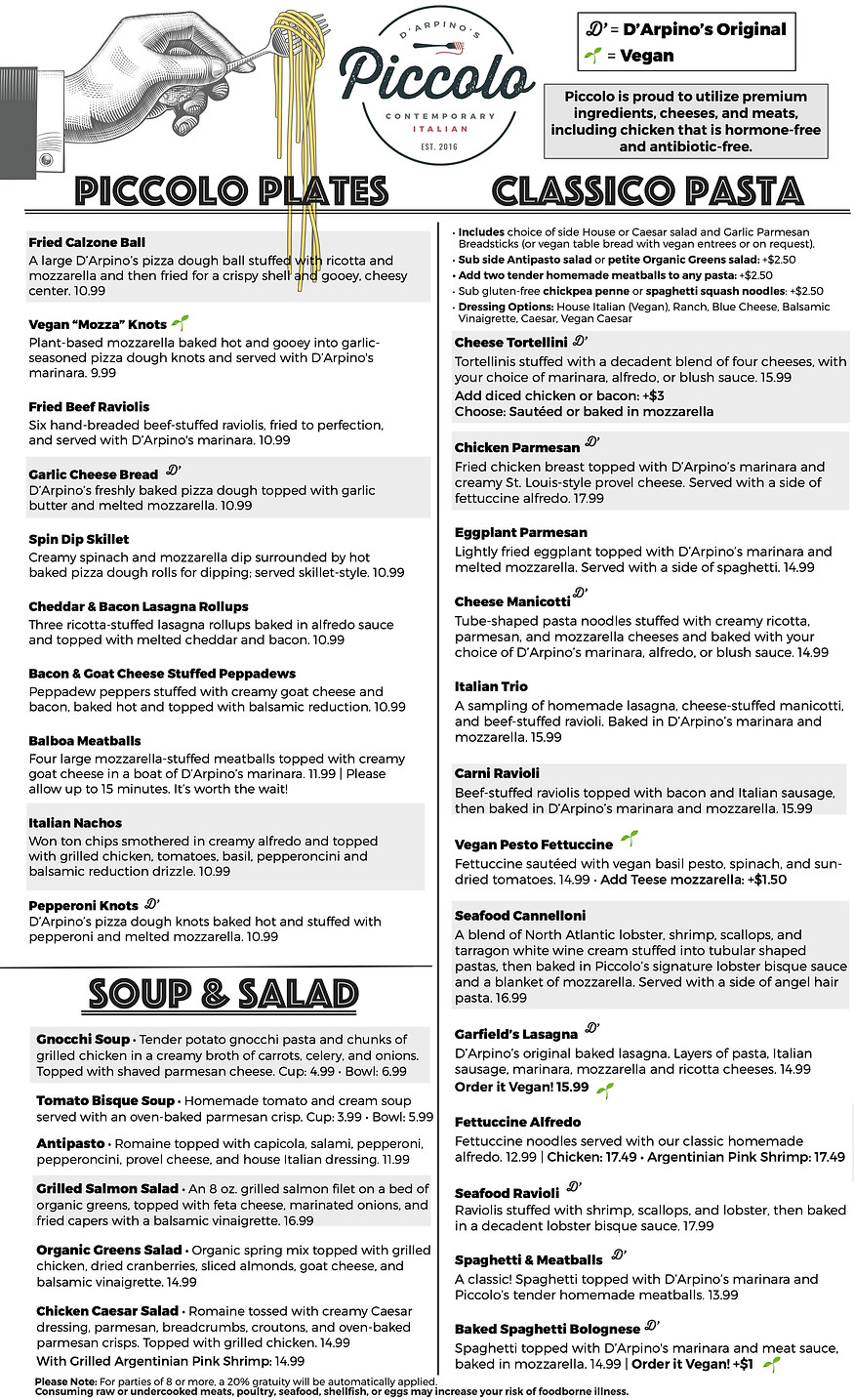 MENU piccolo